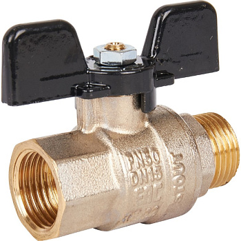 Кран шаровый полнопроходной Ду 15 (1/2") ВР/НР, ручка бабочка STOUT 